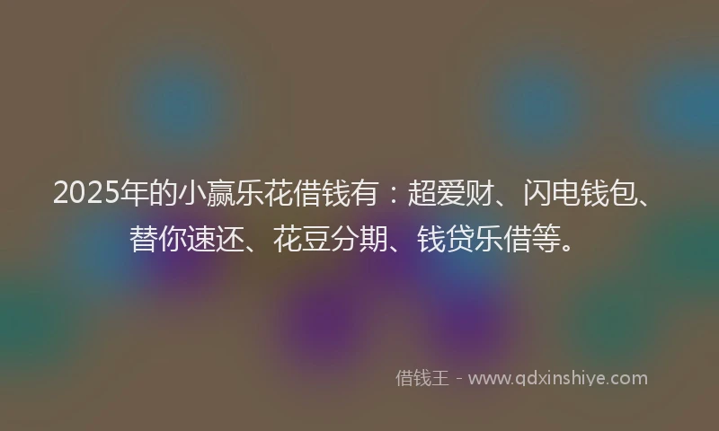 2025年的小赢乐花借钱有：超爱财、闪电钱包、替你速还、花豆分期、钱贷乐借等。
