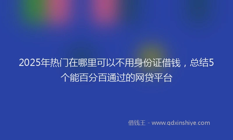 2025年热门在哪里可以不用身份证借钱，总结5个能百分百通过的网贷平台