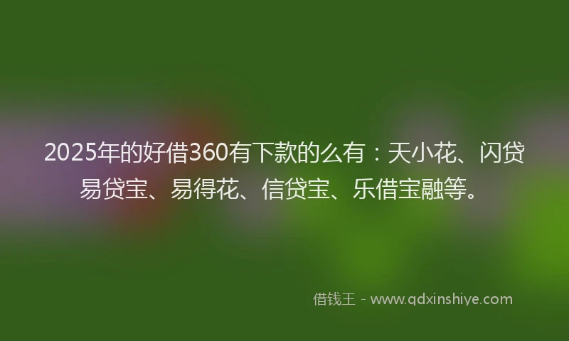 2025年的好借360有下款的么有：天小花、闪贷易贷宝、易得花、信贷宝、乐借宝融等。