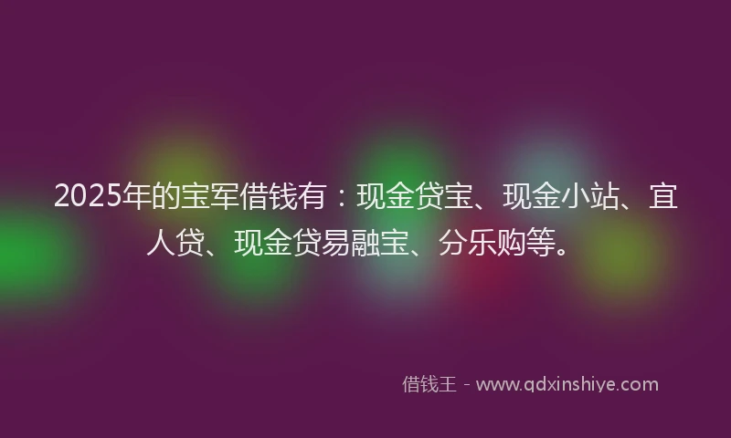 2025年的宝军借钱有：现金贷宝、现金小站、宜人贷、现金贷易融宝、分乐购等。