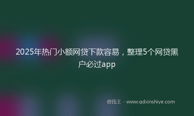 2025年热门小额网贷下款容易，整理5个网贷黑户必过app
