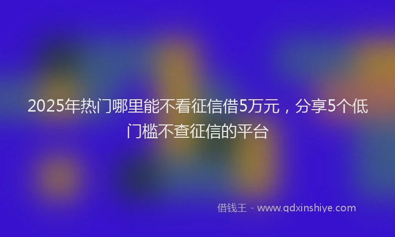 2025年热门哪里能不看征信借5万元，分享5个低门槛不查征信的平台