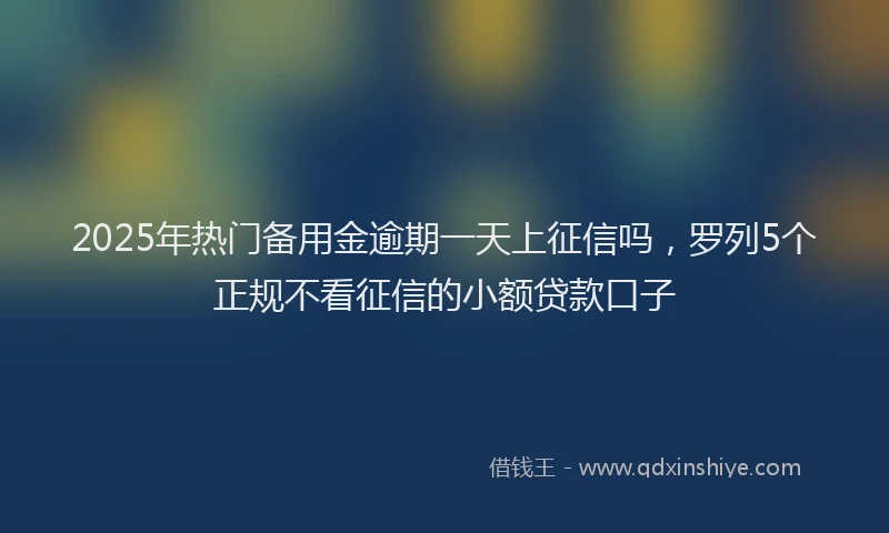 2025年热门备用金逾期一天上征信吗，罗列5个正规不看征信的小额贷款口子