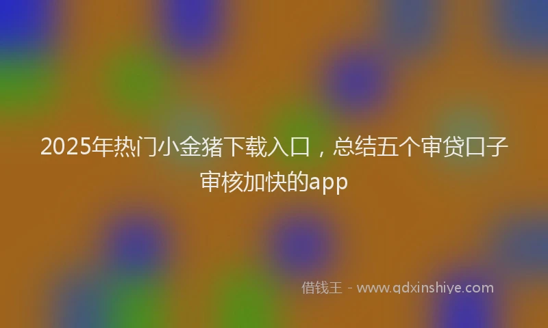2025年热门小金猪下载入口，总结五个审贷口子审核加快的app