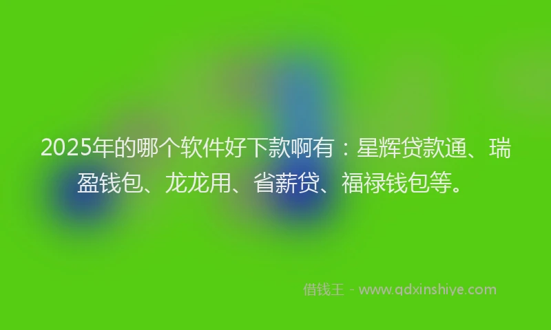 2025年的哪个软件好下款啊有：星辉贷款通、瑞盈钱包、龙龙用、省薪贷、福禄钱包等。