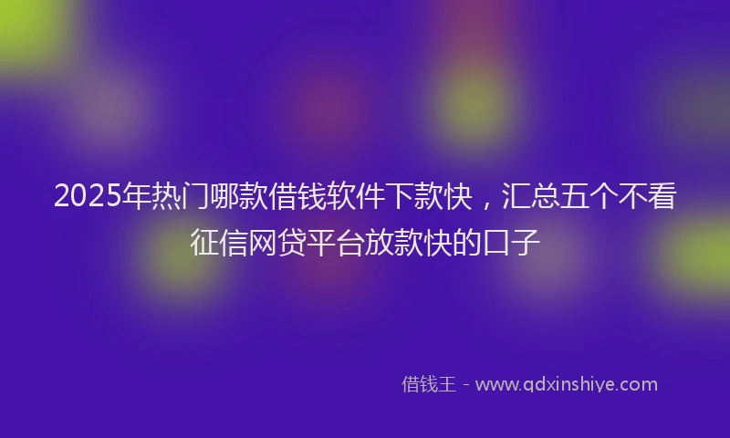 2025年热门哪款借钱软件下款快，汇总五个不看征信网贷平台放款快的口子