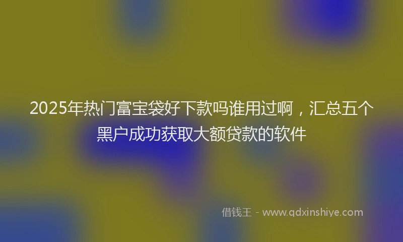 2025年热门富宝袋好下款吗谁用过啊，汇总五个黑户成功获取大额贷款的软件