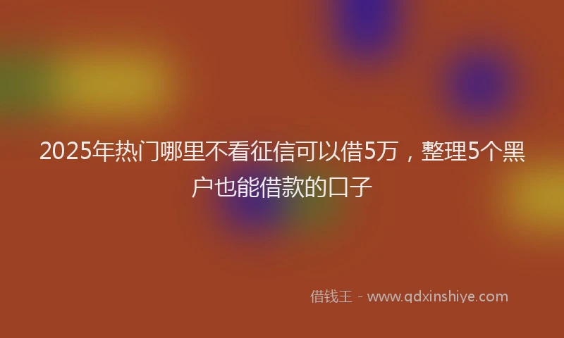 2025年热门哪里不看征信可以借5万，整理5个黑户也能借款的口子