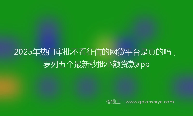 2025年热门审批不看征信的网贷平台是真的吗，罗列五个最新秒批小额贷款app
