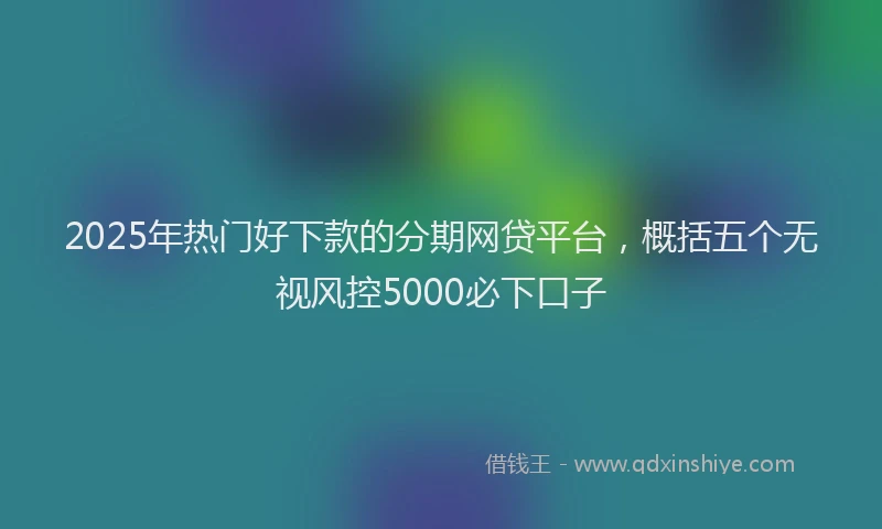 2025年热门好下款的分期网贷平台，概括五个无视风控5000必下口子