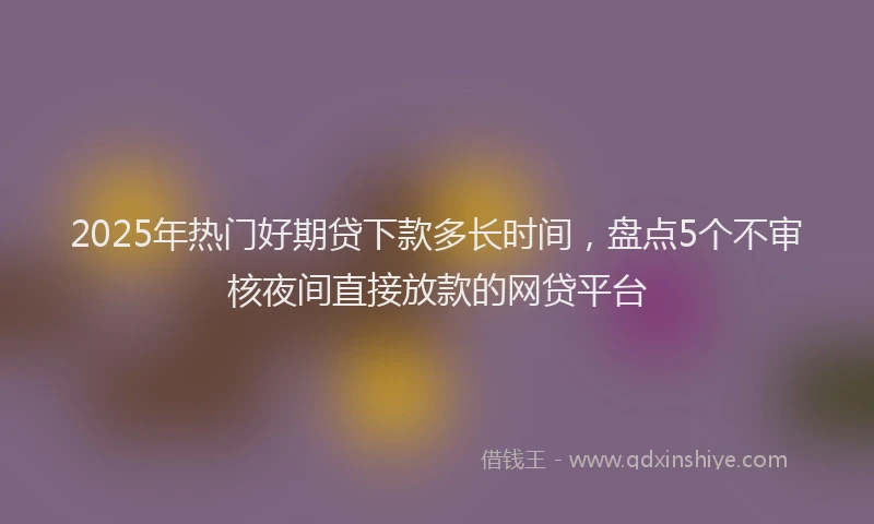 2025年热门好期贷下款多长时间，盘点5个不审核夜间直接放款的网贷平台