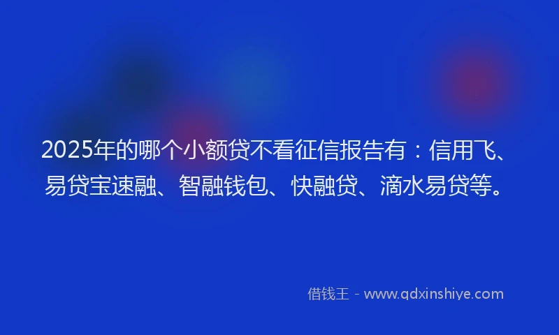 2025年的哪个小额贷不看征信报告有：信用飞、易贷宝速融、智融钱包、快融贷、滴水易贷等。