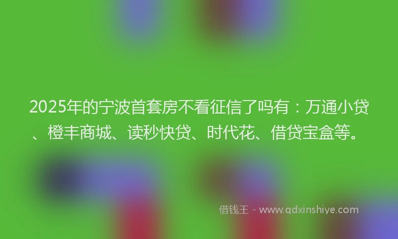 2025年的宁波首套房不看征信了吗有：万通小贷、橙丰商城、读秒快贷、时代花、借贷宝盒等。
