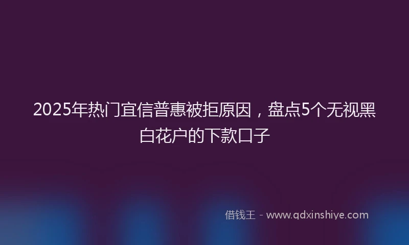 2025年热门宜信普惠被拒原因，盘点5个无视黑白花户的下款口子
