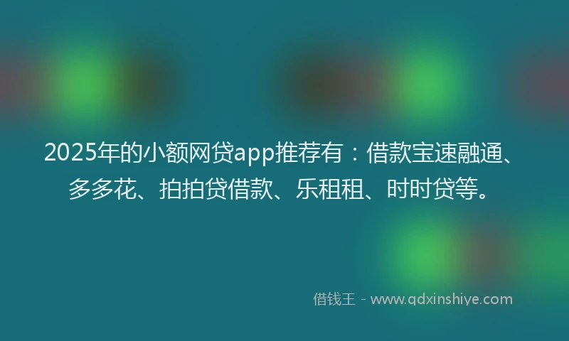 2025年的小额网贷app推荐有：借款宝速融通、多多花、拍拍贷借款、乐租租、时时贷等。