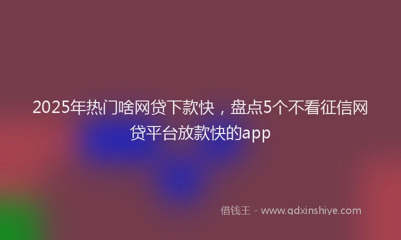 2025年热门啥网贷下款快，盘点5个不看征信网贷平台放款快的app
