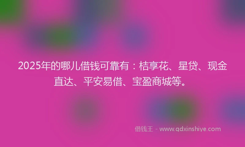 2025年的哪儿借钱可靠有：桔享花、星贷、现金直达、平安易借、宝盈商城等。