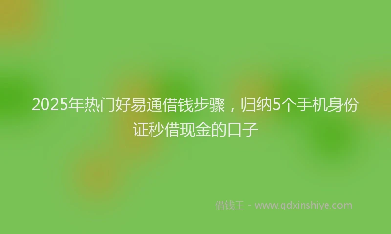 2025年热门好易通借钱步骤，归纳5个手机身份证秒借现金的口子