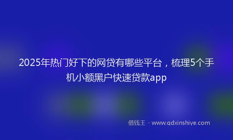 2025年热门好下的网贷有哪些平台，梳理5个手机小额黑户快速贷款app