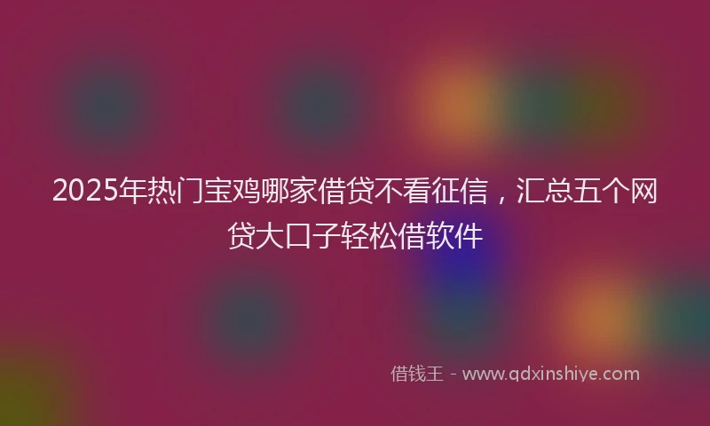 2025年热门宝鸡哪家借贷不看征信，汇总五个网贷大口子轻松借软件