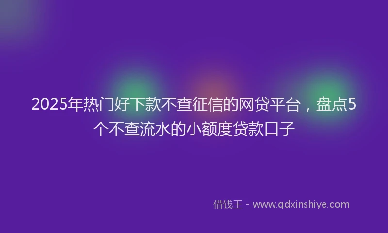 2025年热门好下款不查征信的网贷平台，盘点5个不查流水的小额度贷款口子