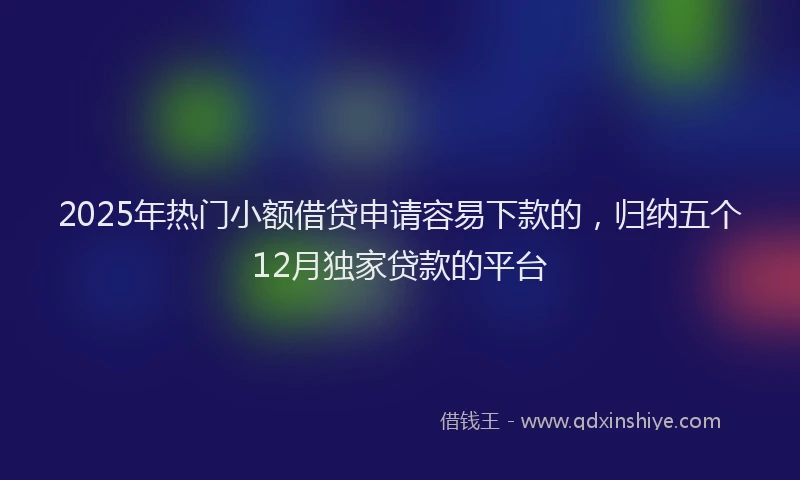 2025年热门小额借贷申请容易下款的，归纳五个12月独家贷款的平台