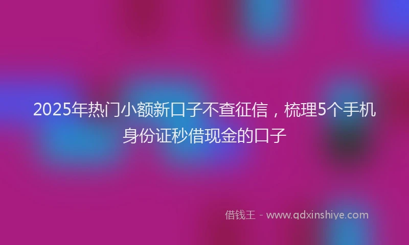 2025年热门小额新口子不查征信，梳理5个手机身份证秒借现金的口子