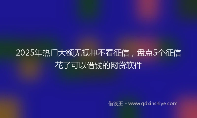 2025年热门大额无抵押不看征信，盘点5个征信花了可以借钱的网贷软件