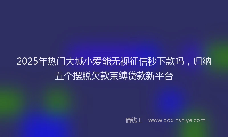 2025年热门大城小爱能无视征信秒下款吗，归纳五个摆脱欠款束缚贷款新平台