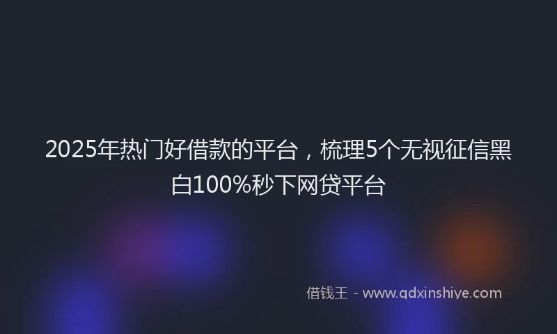 2025年热门好借款的平台，梳理5个无视征信黑白100%秒下网贷平台