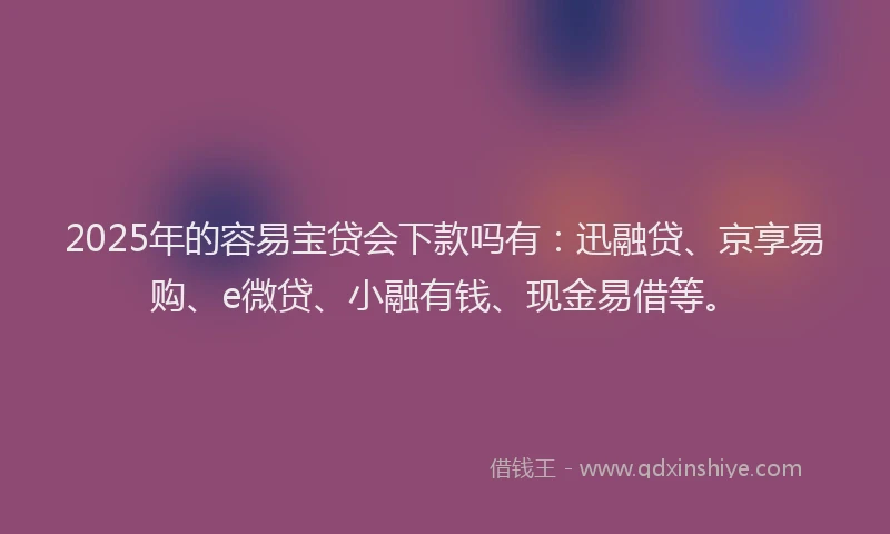 2025年的容易宝贷会下款吗有：迅融贷、京享易购、e微贷、小融有钱、现金易借等。