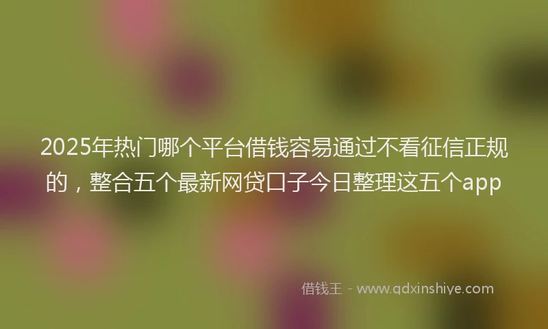 2025年热门哪个平台借钱容易通过不看征信正规的，整合五个最新网贷口子今日整理这五个app