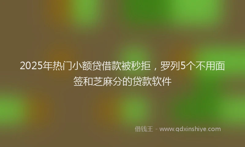 2025年热门小额贷借款被秒拒，罗列5个不用面签和芝麻分的贷款软件