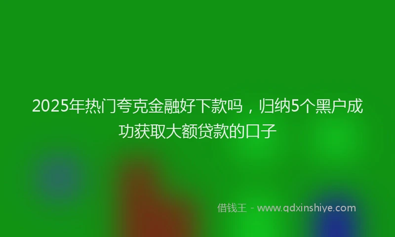 2025年热门夸克金融好下款吗，归纳5个黑户成功获取大额贷款的口子