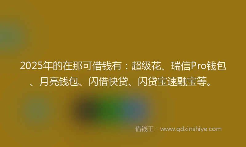2025年的在那可借钱有：超级花、瑞信Pro钱包、月亮钱包、闪借快贷、闪贷宝速融宝等。
