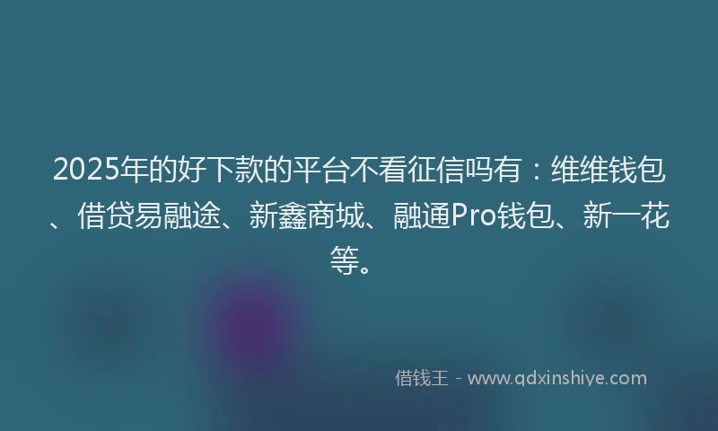 2025年的好下款的平台不看征信吗有：维维钱包、借贷易融途、新鑫商城、融通Pro钱包、新一花等。