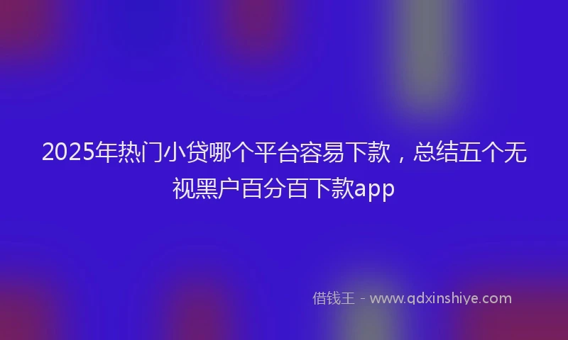 2025年热门小贷哪个平台容易下款，总结五个无视黑户百分百下款app