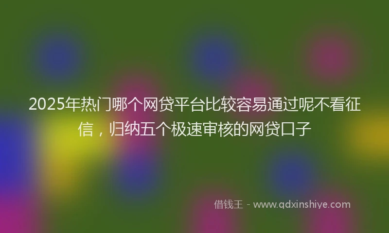 2025年热门哪个网贷平台比较容易通过呢不看征信，归纳五个极速审核的网贷口子