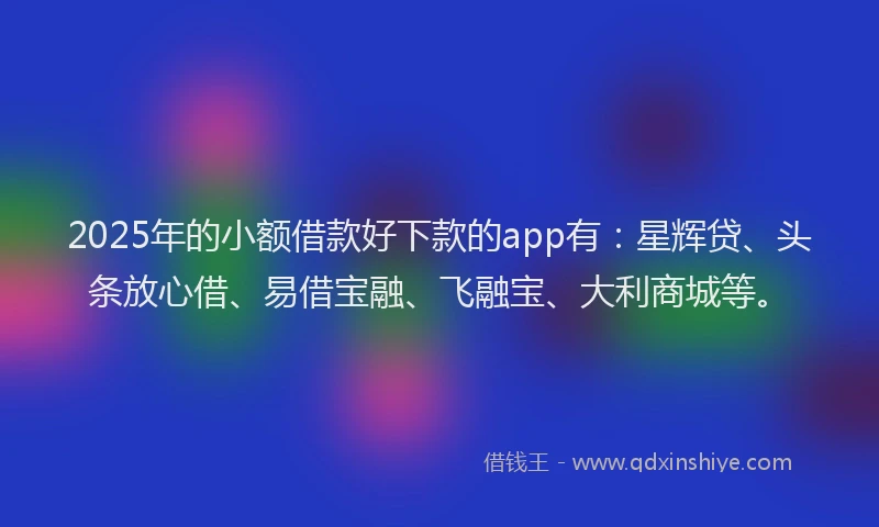 2025年的小额借款好下款的app有：星辉贷、头条放心借、易借宝融、飞融宝、大利商城等。