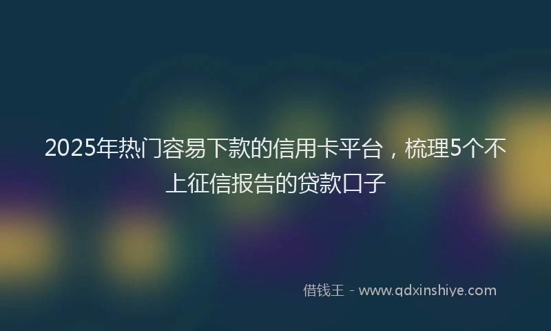 2025年热门容易下款的信用卡平台，梳理5个不上征信报告的贷款口子