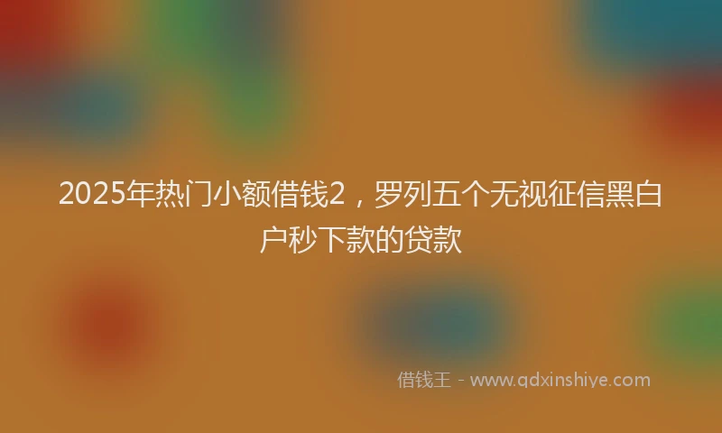 2025年热门小额借钱2,罗列五个无视征信黑白户秒下款的贷款