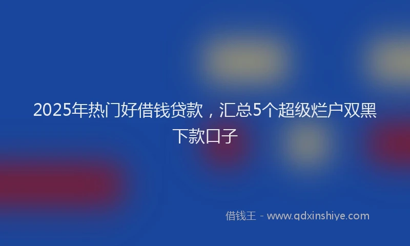 2025年热门好借钱贷款，汇总5个超级烂户双黑下款口子
