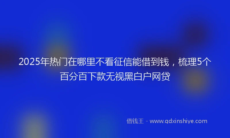 2025年热门在哪里不看征信能借到钱，梳理5个百分百下款无视黑白户网贷
