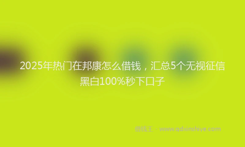 2025年热门在邦康怎么借钱，汇总5个无视征信黑白100%秒下口子