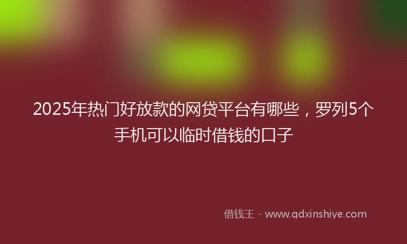 2025年热门好放款的网贷平台有哪些，罗列5个手机可以临时借钱的口子