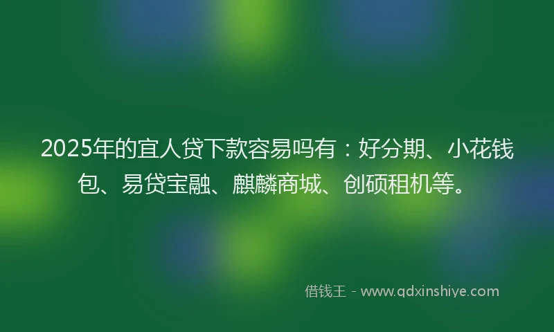 2025年的宜人贷下款容易吗有：好分期、小花钱包、易贷宝融、麒麟商城、创硕租机等。