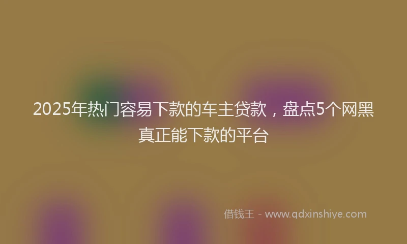 2025年热门容易下款的车主贷款，盘点5个网黑真正能下款的平台