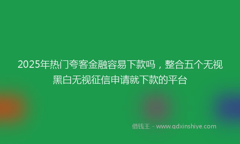 2025年热门夸客金融容易下款吗，整合五个无视黑白无视征信申请就下款的平台