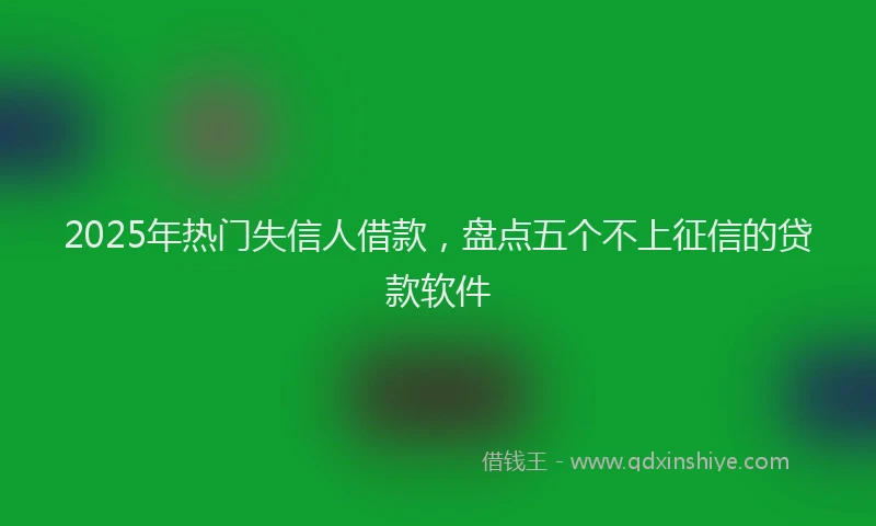 2025年热门失信人借款，盘点五个不上征信的贷款软件