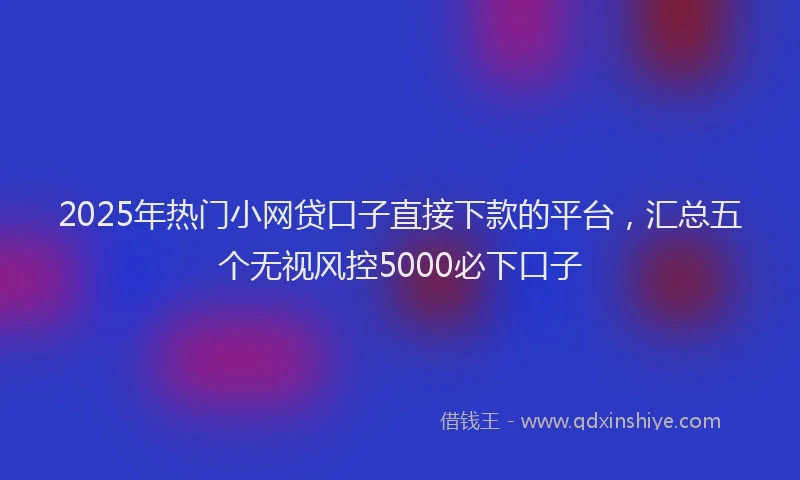 2025年热门小网贷口子直接下款的平台，汇总五个无视风控5000必下口子